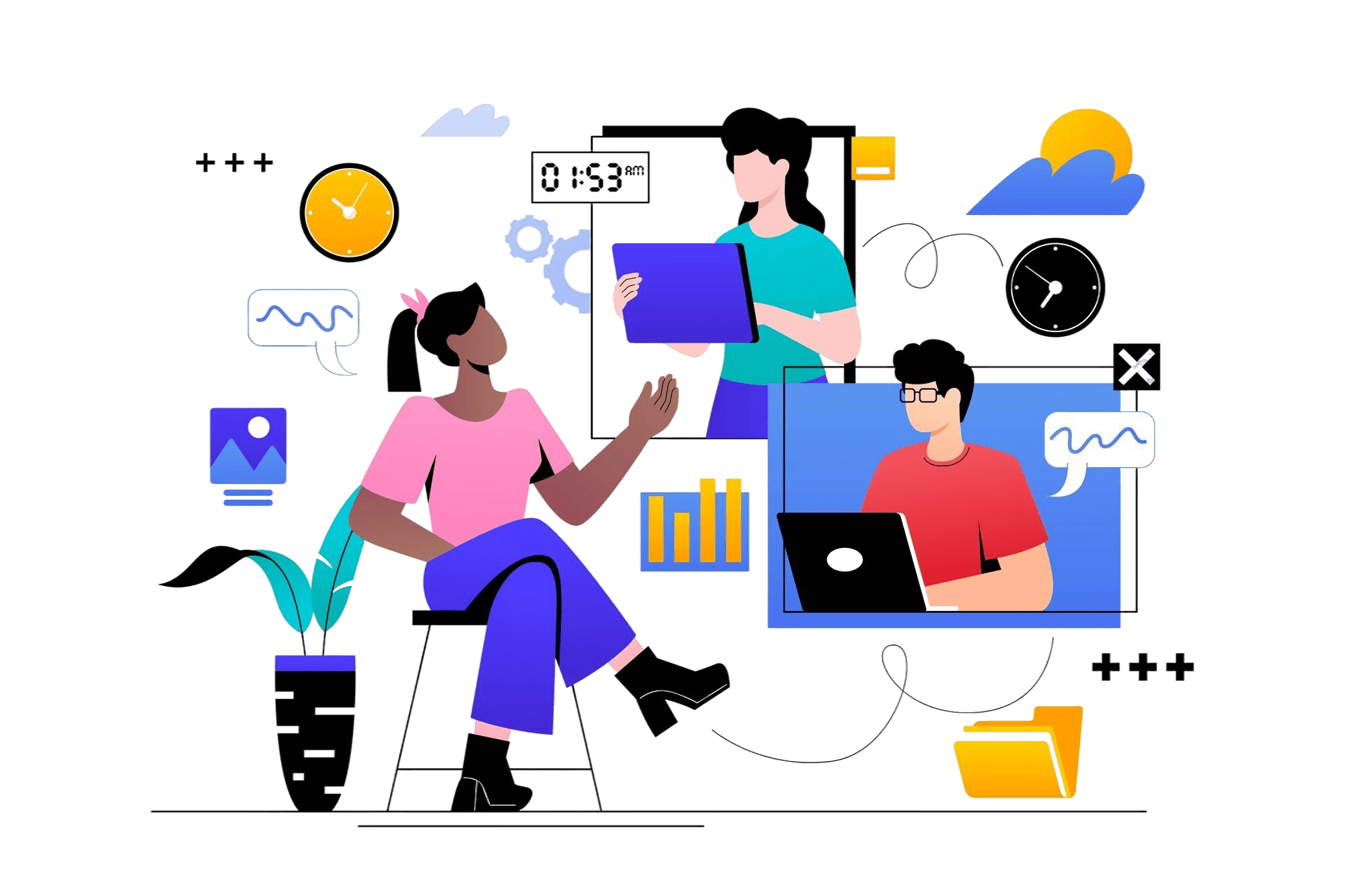 Team collaborating asynchronously with digital tools